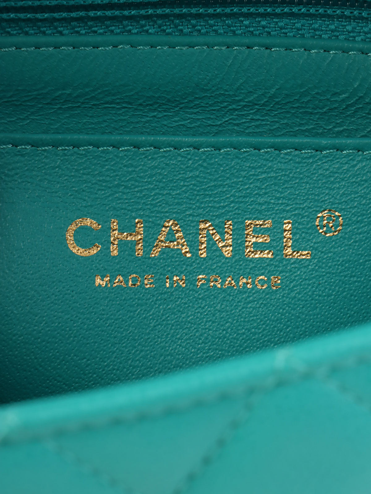 2016年頃製 キャビアスキンCCターンロックチェーンバッグ ターコイズグリーン