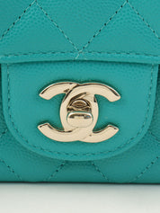 2016年頃製 キャビアスキンCCターンロックチェーンバッグ ターコイズグリーン