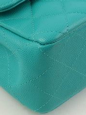 2016年頃製 キャビアスキンCCターンロックチェーンバッグ ターコイズグリーン