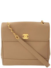 Circa 1997 Caviar Skin 6CC Mark Stitch Shoulder Bag, Beige