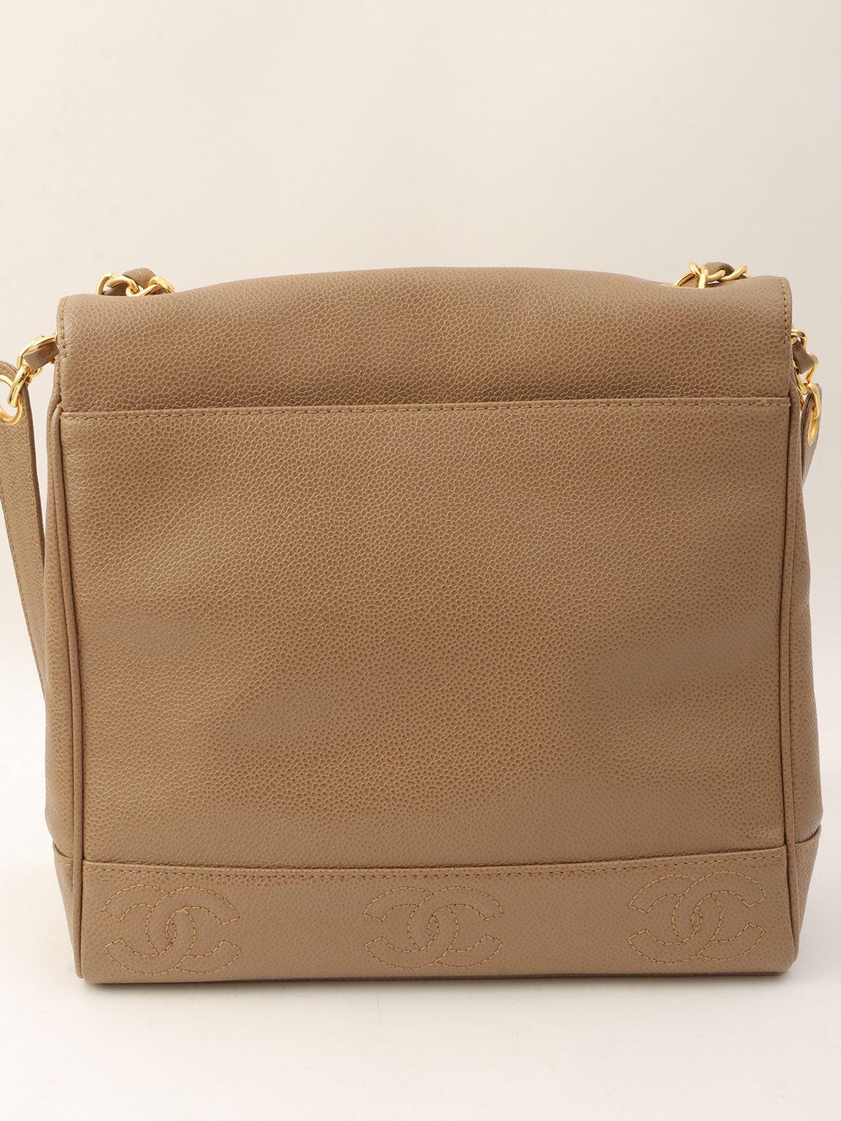 Circa 1997 Caviar Skin 6CC Mark Stitch Shoulder Bag, Beige