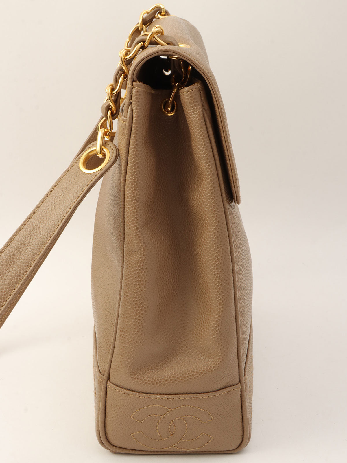 Circa 1997 Caviar Skin 6CC Mark Stitch Shoulder Bag, Beige