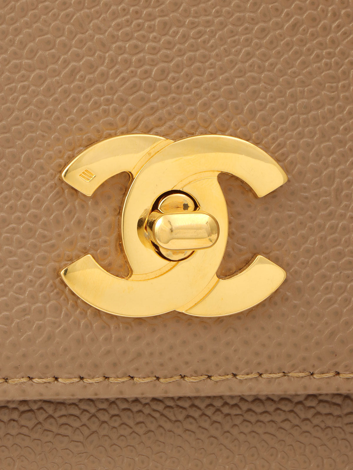 Circa 1997 Caviar Skin 6CC Mark Stitch Shoulder Bag, Beige