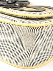 2005年頃製 キャンバスカメリアCCマークチェーンハンドバッグ グレー/イエロー