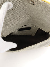 2005年頃製 キャンバスカメリアCCマークチェーンハンドバッグ グレー/イエロー