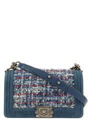 2014年頃製 デニムツイードコンビボーイシャネル インディゴ/マルチ