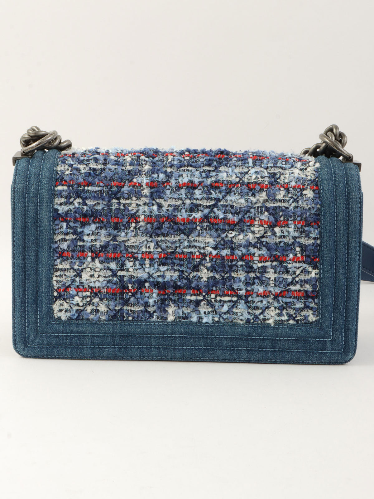 2014年頃製 デニムツイードコンビボーイシャネル インディゴ/マルチ