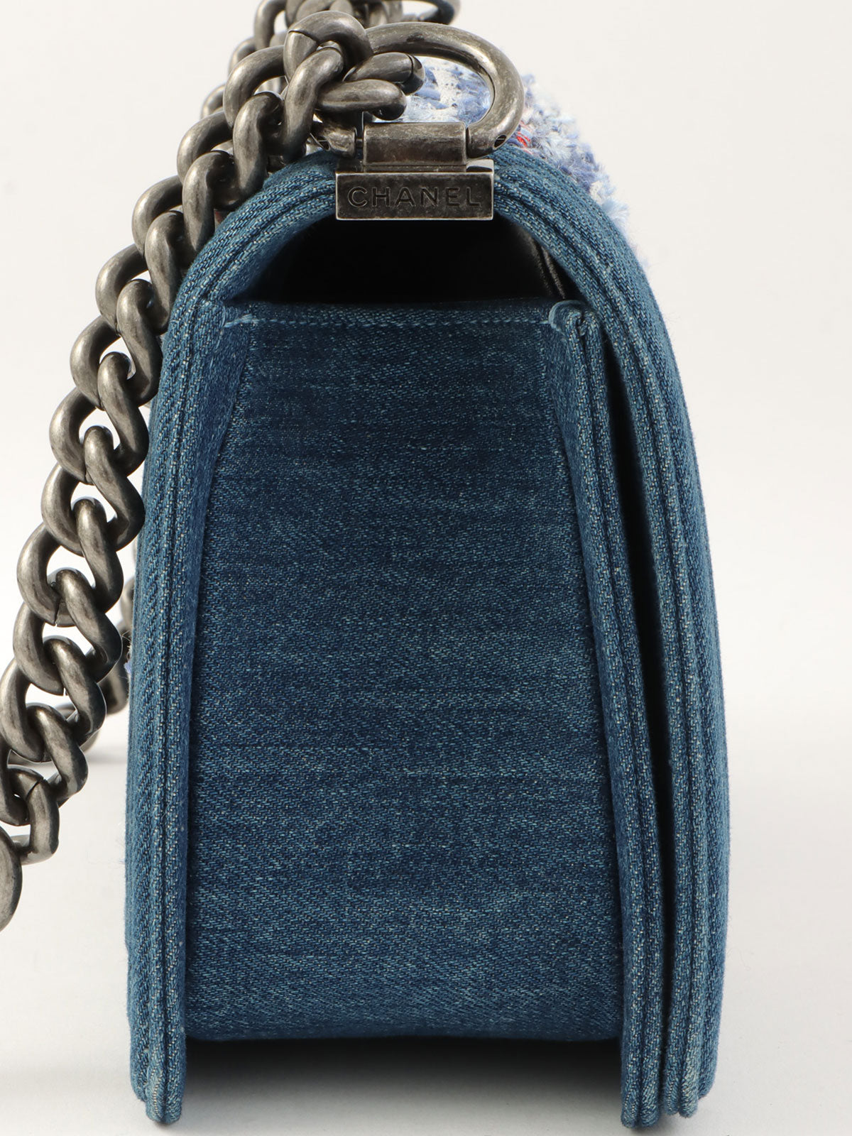 2014年頃製 デニムツイードコンビボーイシャネル インディゴ/マルチ