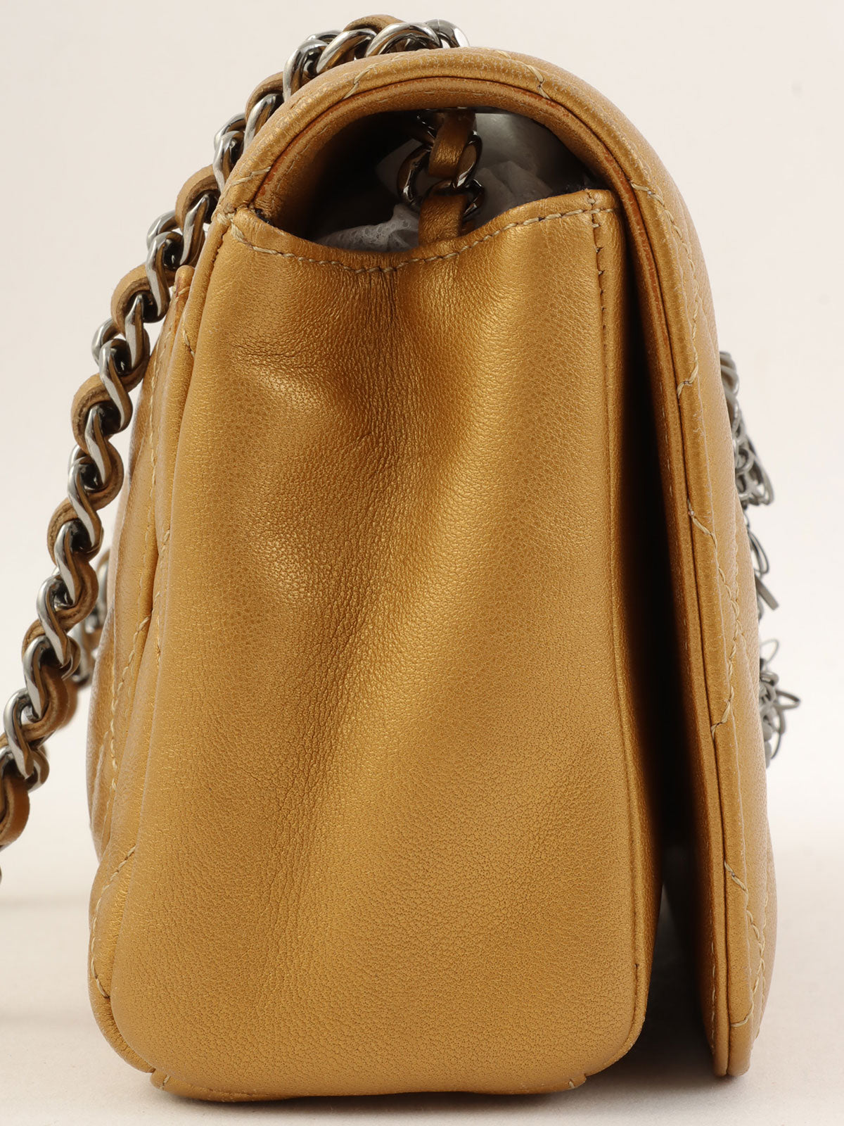 2009 CC mark plate chain shoulder bag in gold