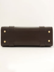 スターモチーフラウンドロゴプレートハンドバッグ ブラウン