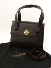 スターモチーフラウンドロゴプレートハンドバッグ ブラウン