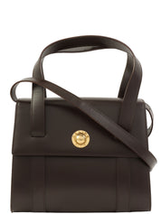 スターモチーフラウンドロゴプレートハンドバッグ ブラウン