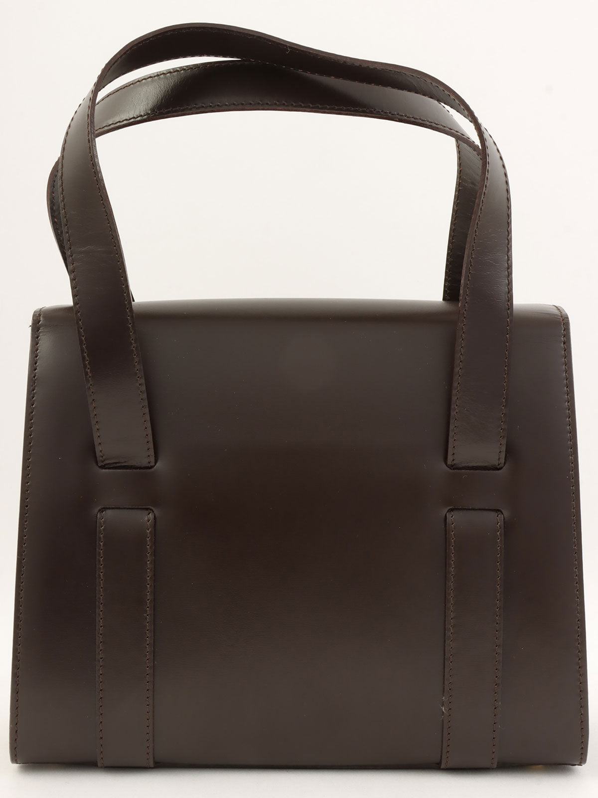 スターモチーフラウンドロゴプレートハンドバッグ ブラウン