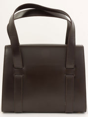 スターモチーフラウンドロゴプレートハンドバッグ ブラウン