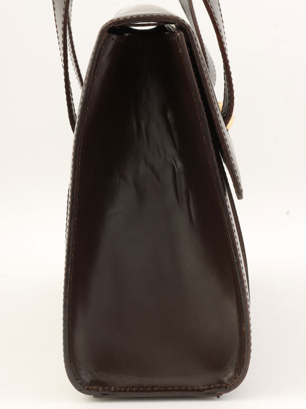 スターモチーフラウンドロゴプレートハンドバッグ ブラウン