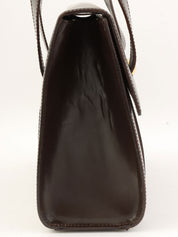 スターモチーフラウンドロゴプレートハンドバッグ ブラウン