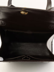 スターモチーフラウンドロゴプレートハンドバッグ ブラウン