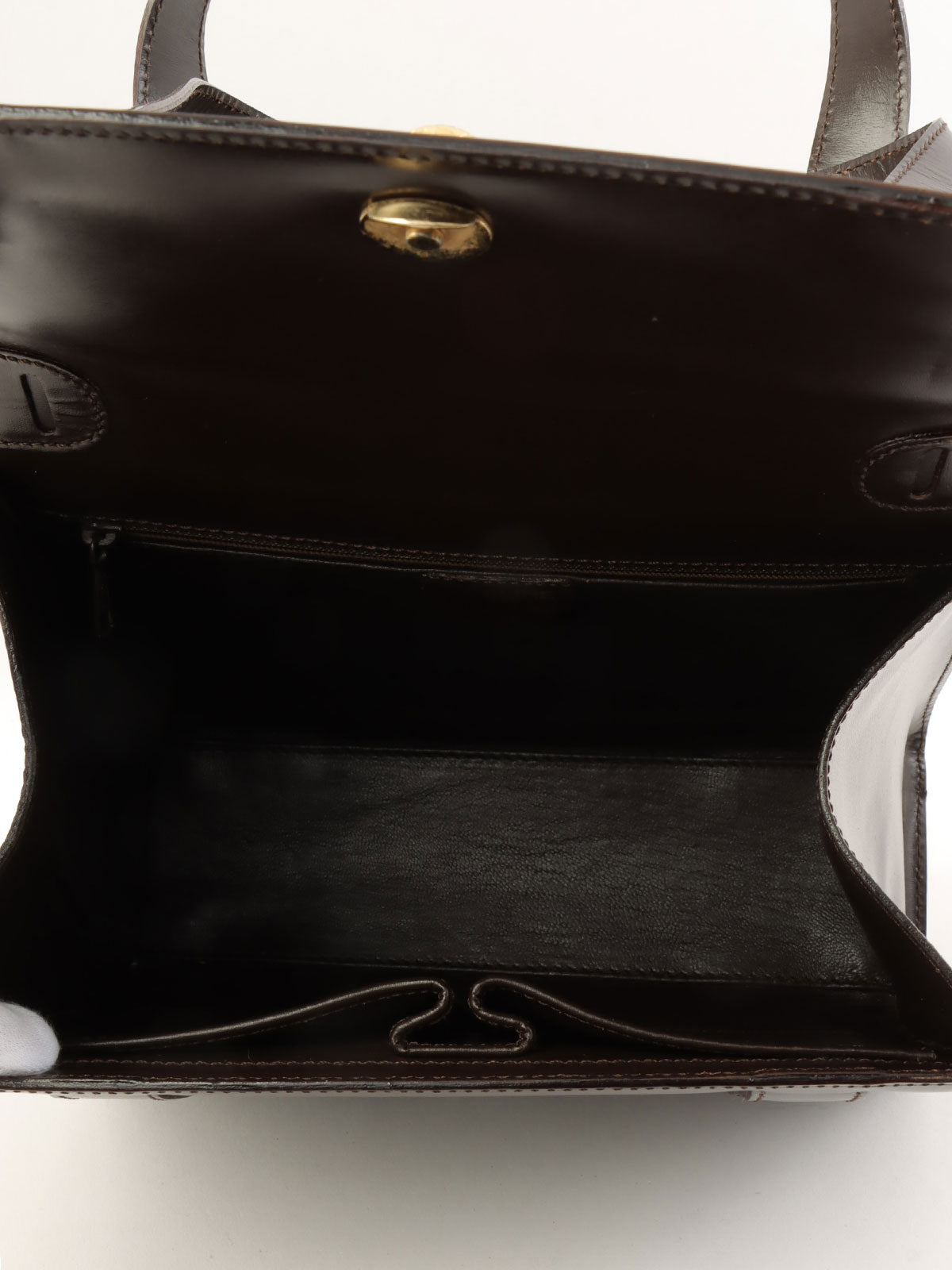 スターモチーフラウンドロゴプレートハンドバッグ ブラウン