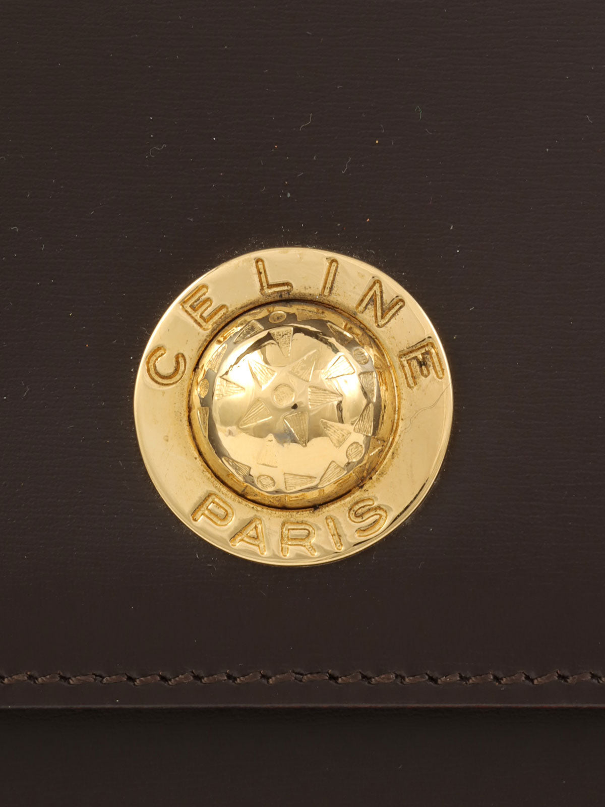 スターモチーフラウンドロゴプレートハンドバッグ ブラウン