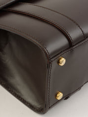 スターモチーフラウンドロゴプレートハンドバッグ ブラウン