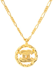 Circle Rhinestone CC Mark Necklace Gold