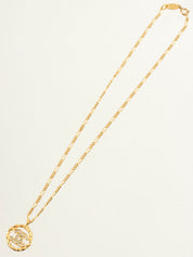 Circle Rhinestone CC Mark Necklace Gold