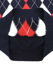Navy Argyle Pattern Knit Top