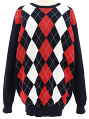 Navy Argyle Pattern Knit Top