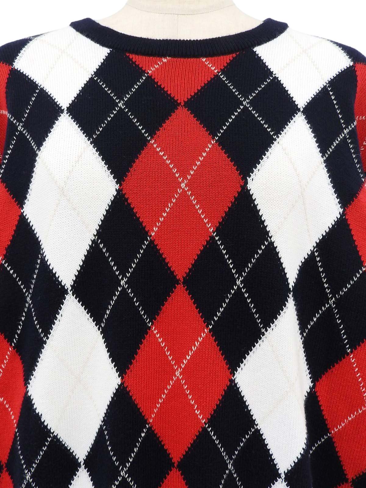 Navy Argyle Pattern Knit Top