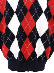 Navy Argyle Pattern Knit Top