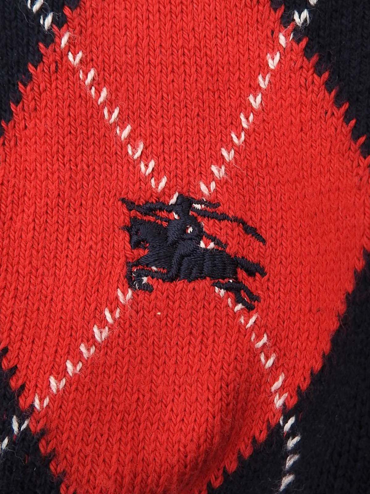 Navy Argyle Pattern Knit Top