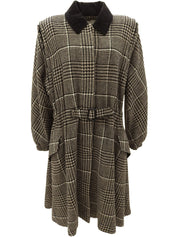 チェックパターンロングコート ブラウン/ブラック #10