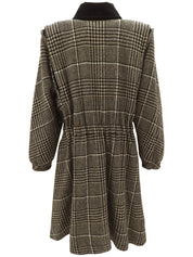 チェックパターンロングコート ブラウン/ブラック #10