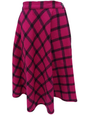 チェックパターンフレアスカート ダリアピンク/ブラック