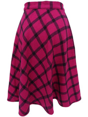 格纹喇叭裙，大丽花粉/黑色