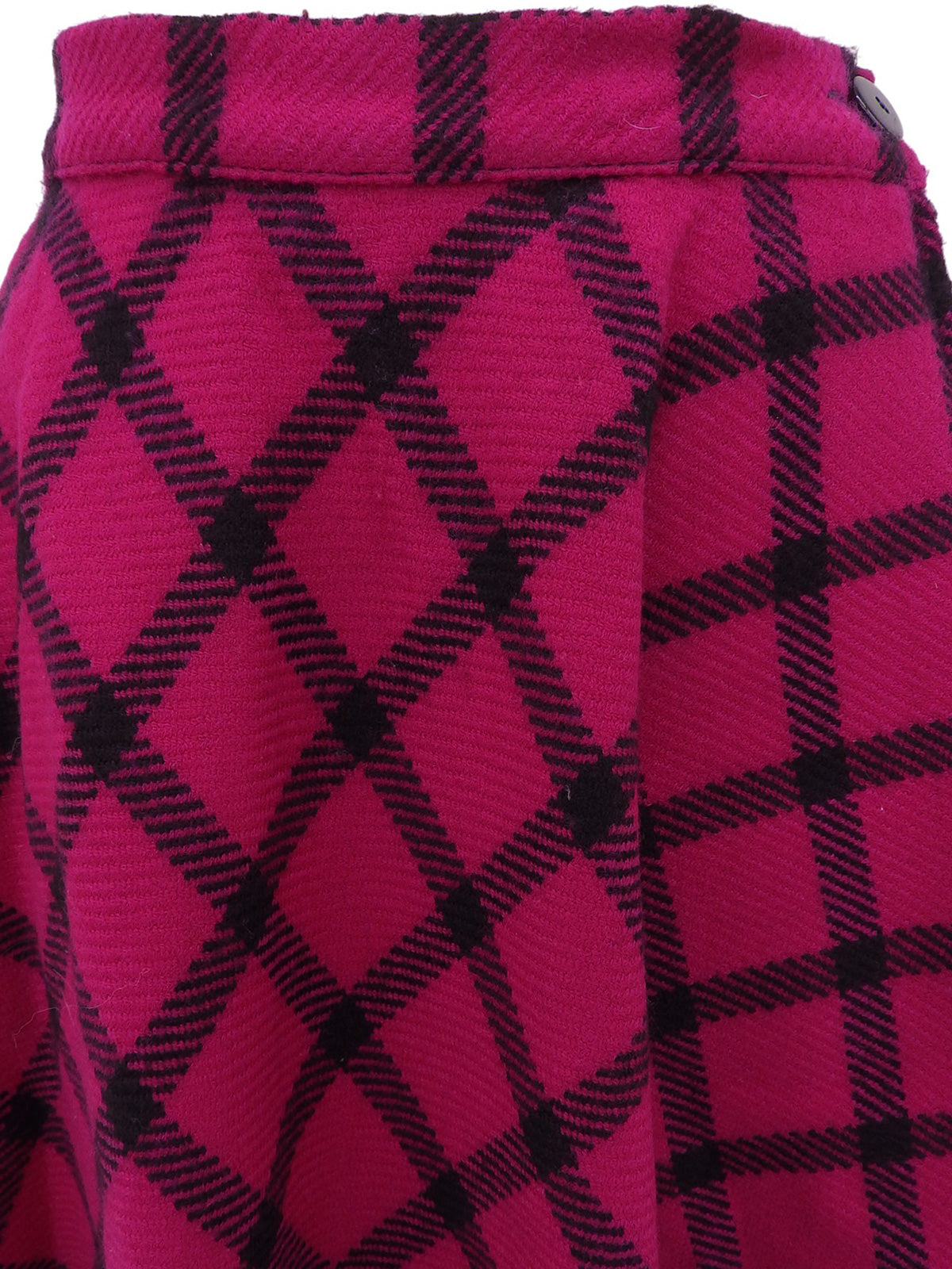 格纹喇叭裙，大丽花粉/黑色