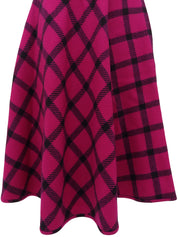 チェックパターンフレアスカート ダリアピンク/ブラック