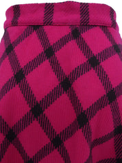 格纹喇叭裙，大丽花粉/黑色