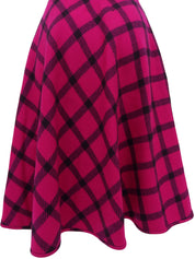 格纹喇叭裙，大丽花粉/黑色