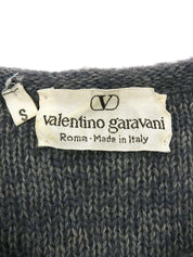 アーガイルシアーデザインパフショルダーニットトップス グレー