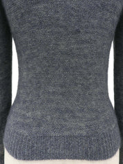 Argyle Sheer Design Puff Shoulder Knit Top in Gray