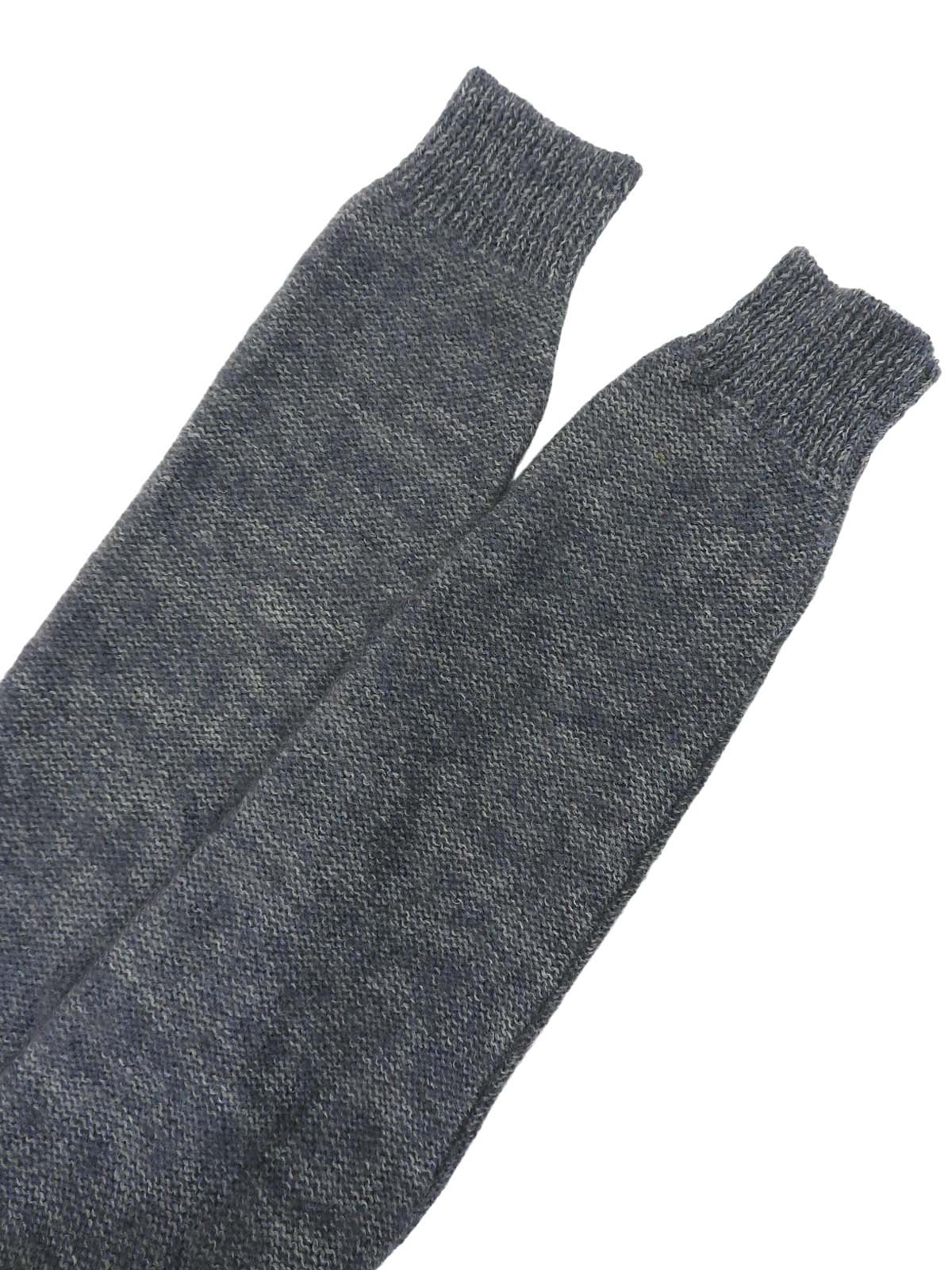 Argyle Sheer Design Puff Shoulder Knit Top in Gray