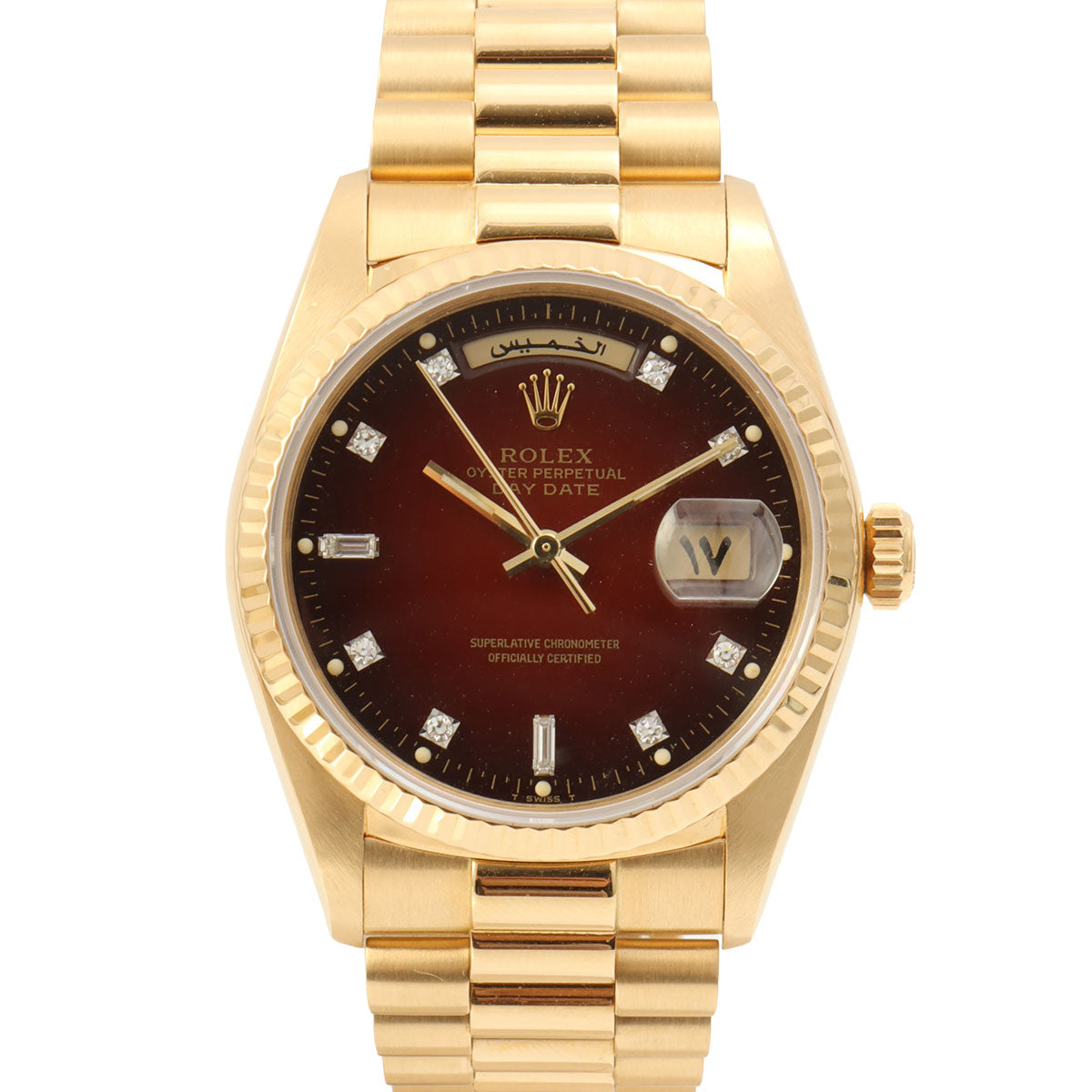 1985年頃製 10Pダイヤモンドデイデイト 36mm 18038A 自動巻き チェリーグラデーション