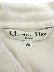 ロゴ刺繍長袖ポロシャツ ホワイト/チャコールグレー