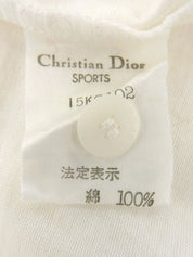 ロゴ刺繍長袖ポロシャツ ホワイト/チャコールグレー