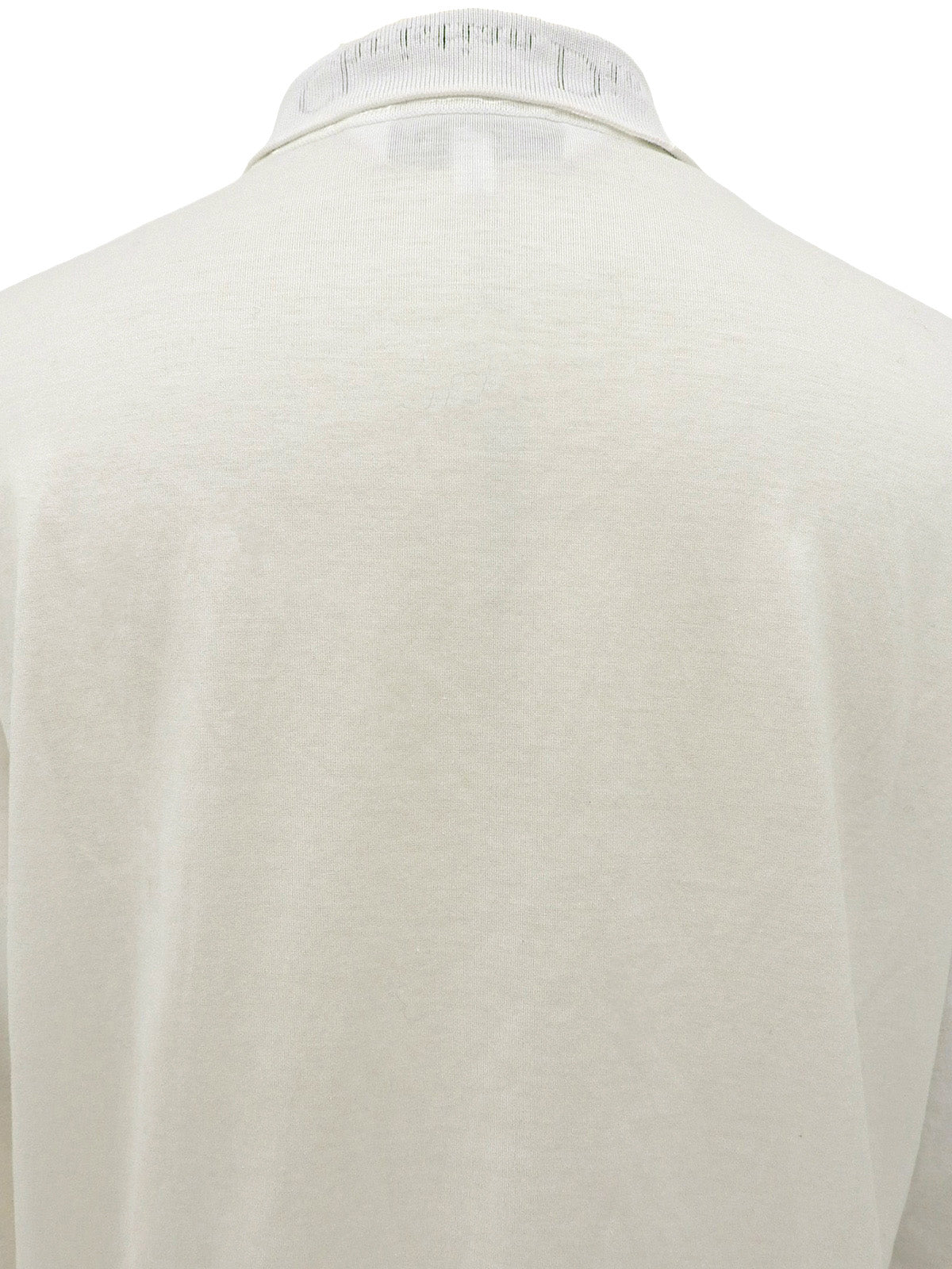 ロゴ刺繍長袖ポロシャツ ホワイト/チャコールグレー