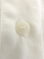 ロゴ刺繍長袖ポロシャツ ホワイト/チャコールグレー