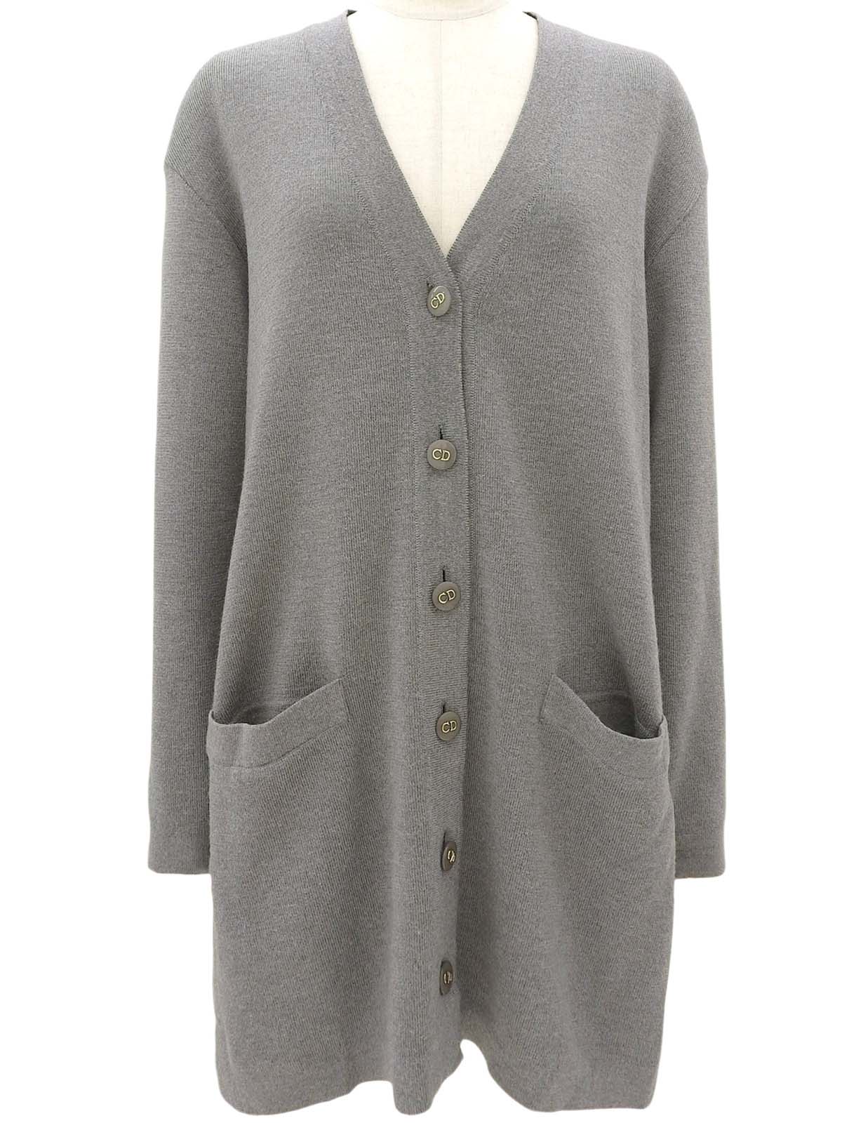 Logo Button Cardigan #M Gray