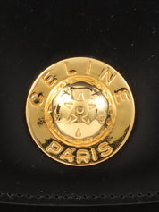 星形图案圆形Logo铭牌单肩包（黑色）