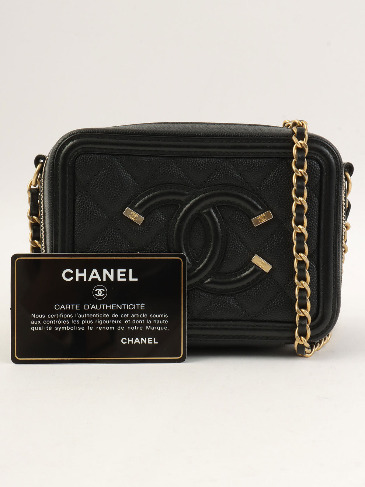 2017 Caviar Skin CC Mark Chain Shoulder Bag Black